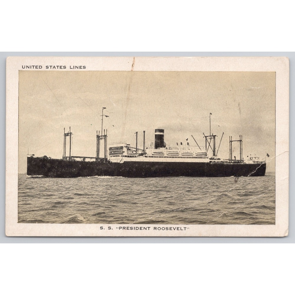 United States Lines SS President‎ Roosevelt Vintage Postcard Ship Ocean Liner